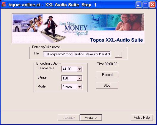 Screenshot von Topos XXL Audio Suite - Step 1